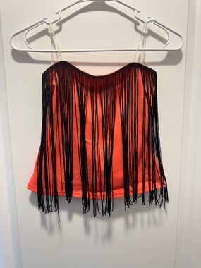 Charlotte Russe Orange Camisole with Black Fringe